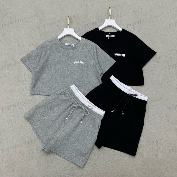 

casual summer women tracksuits designer sports suit clothes pure cotton short sleeve letter tshiort with shorts set sml, Gray