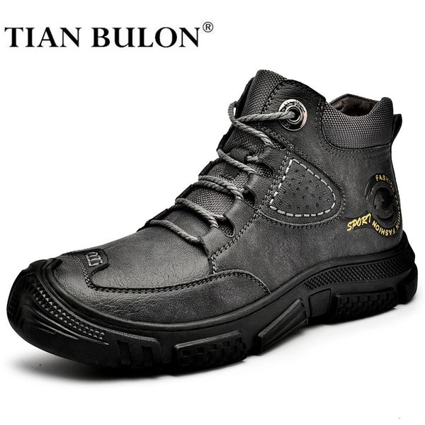 

handmade mens ankle boots leather winter mens working boots round toe casual boots for men outdoor hiking boots botas hombre, Red;white