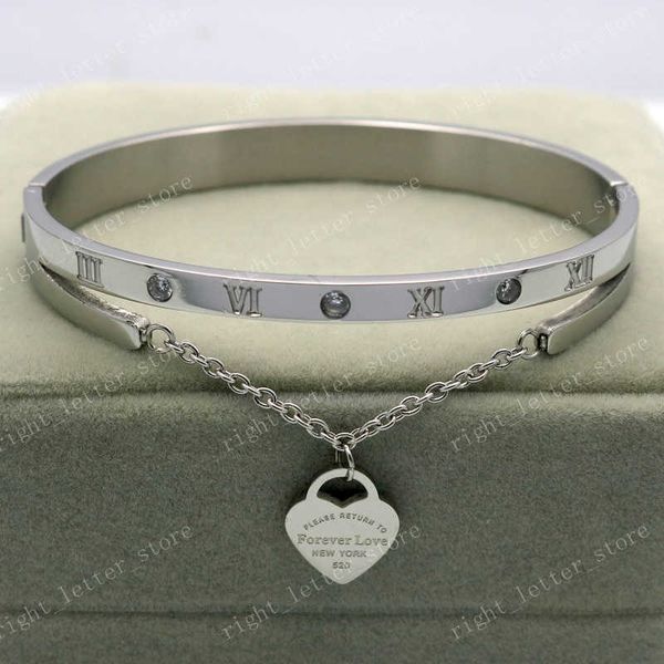 

bangle new exquisite stainless steel jewelry forever love double heart bracelet women's titanium steel rose gold woman man bracelet, Black