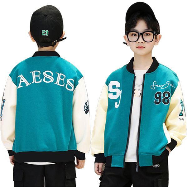 

new boys' jackets coats spring and autumn kids casual clothes middle to elderly childrens lake green cotton baseball jacket coat sports, Blue;gray