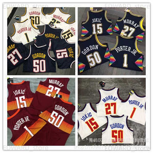 

diy tees polos press basketball jersey nuggets 15 yorkwich 50 gordon 1 porter basketball jersey t230411, Black