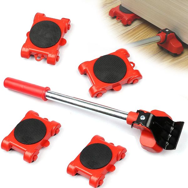 

men's down parkas heavy duty furniture lifter transport tool mover set 4 move roller 1 wheel bar for lifting moving helper 230410, Black