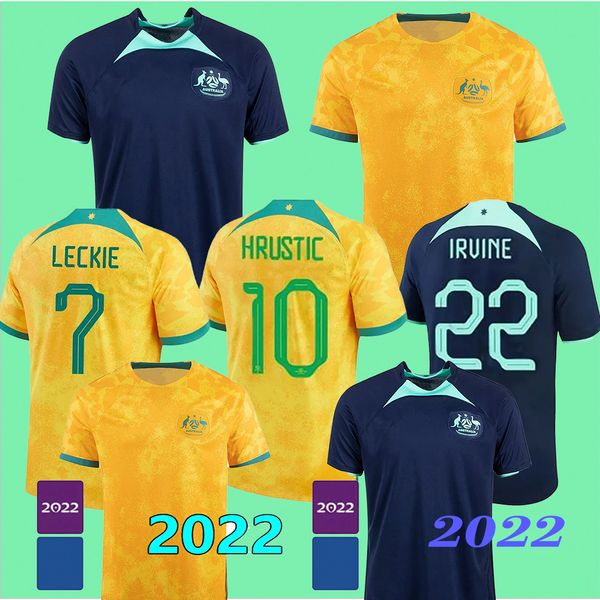 

22 23 custom soccer jerseys australia soccer jerseys home away leckie maclaren hrustic irvine mabil mcgree mooy souttar behich duke degenek, Black;yellow