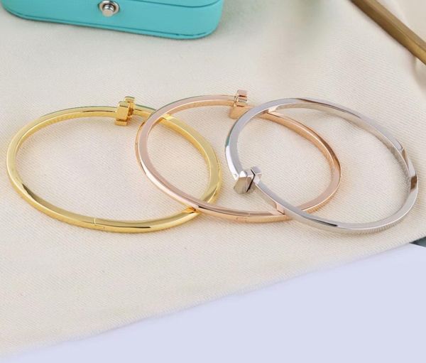 

europe america new style lady women titanium steel engraved t letter narrow bangle bracelets 3 color3180041, Black