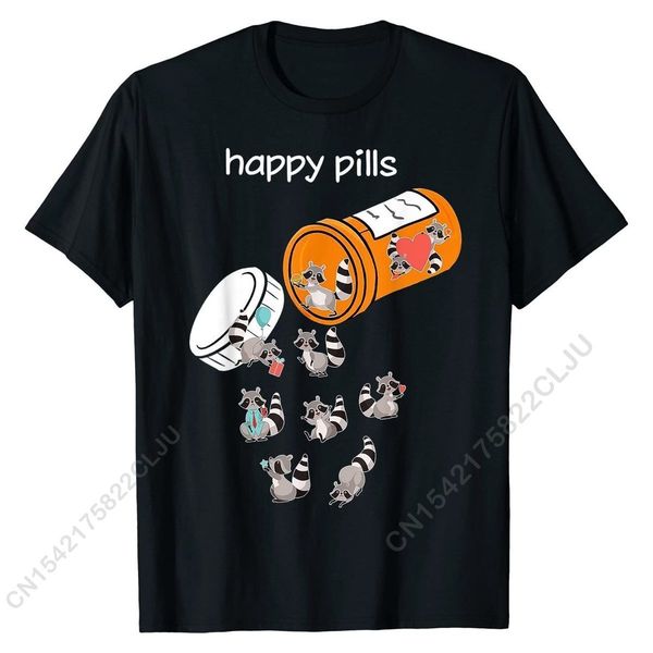 

men's tshirts happy pills raccoon tshirt funny lover gift summer t shirts men shirt for students latest cotton printed tshirts 230411, White;black