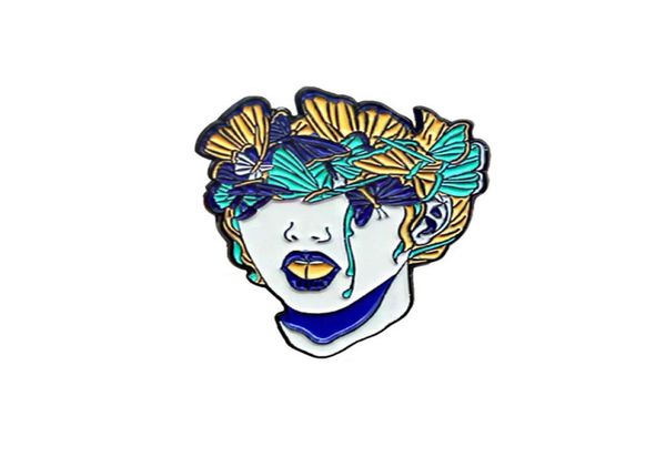 

butterfly elves woman enamel pin custom blue green shed tears sad woman brooches lapel cartoon badge jewelry gift for friends5112079