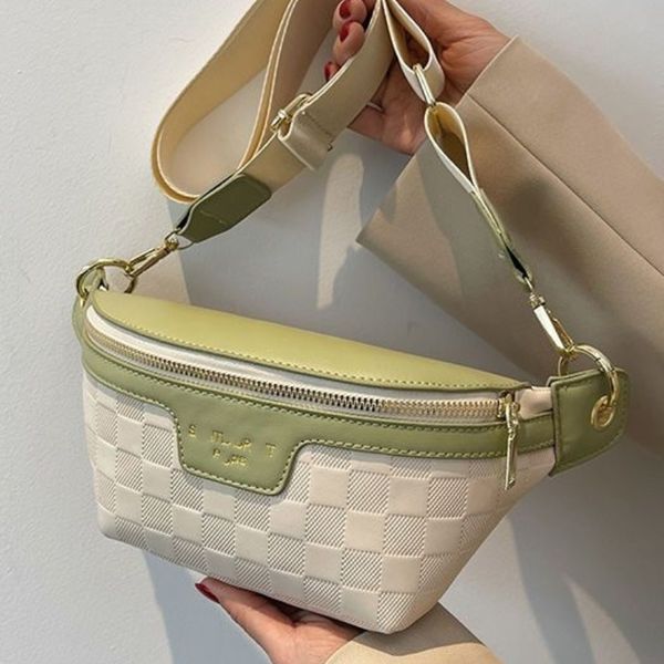 

designers waist bag elegant plaid pu leather new waist bags for women waist packs stylish fanny pack wide strap crossbody chest bag