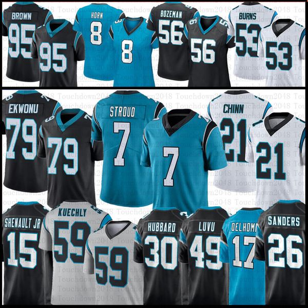 

brian burns jeremy chinn custom football jerseys jaycee horn bradley bozeman derrick brown frankie luvu ikem ekwonu dj chark adam thielen mi, Black;red