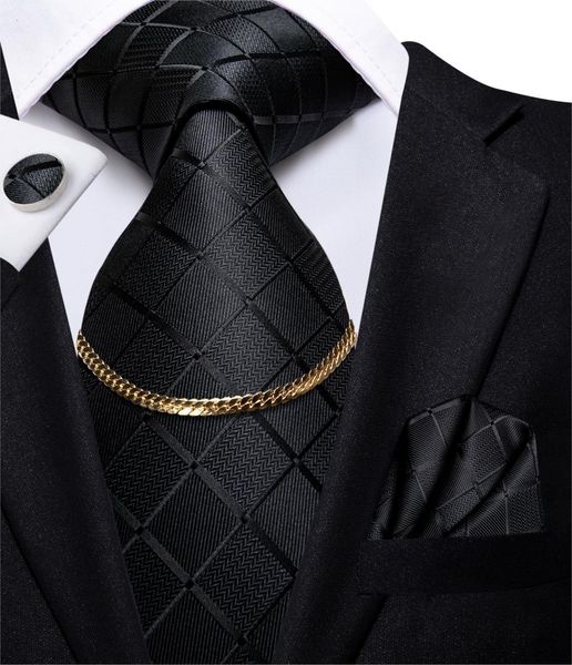 

neck ties hi-tie business black luxury plaid mens tie silk nickties fashion tie chain hanky cufflinks set design gift for men wedding 230411, Blue;purple