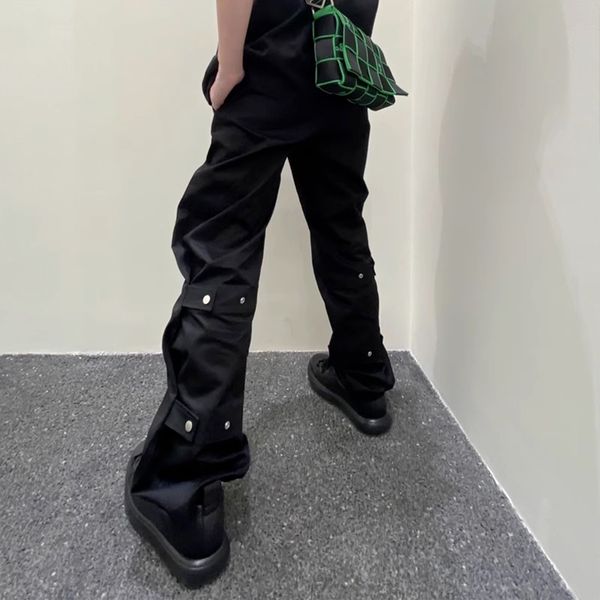 

cargo pants back button men's jeans straight baggy casual black denim trousers hip hop, Black;brown