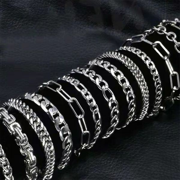 

charm bracelets 316l stainless steel cuban chain bracelet for men women figaro vintage metal viking kpop pulseras emo cute luxury jewelry gi, Golden;silver