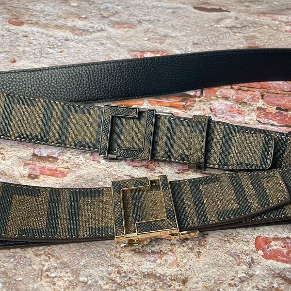 

2021 luxury mens fashion designer belt retro style business casual fashion womens designer automatic buckle letter f belt box wholesale, Black;brown