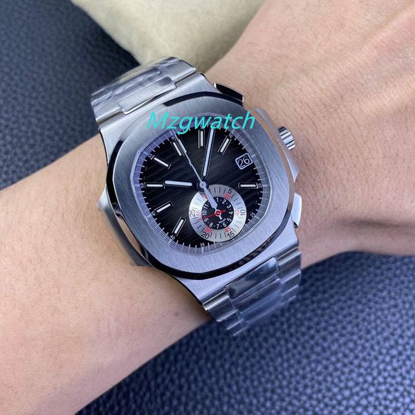 

ppf 5980 watch timing ch 28-520 movement fine steel strip dimensions 40.5mm sapphire crystal glass double folding buckle super long power re, Slivery;brown