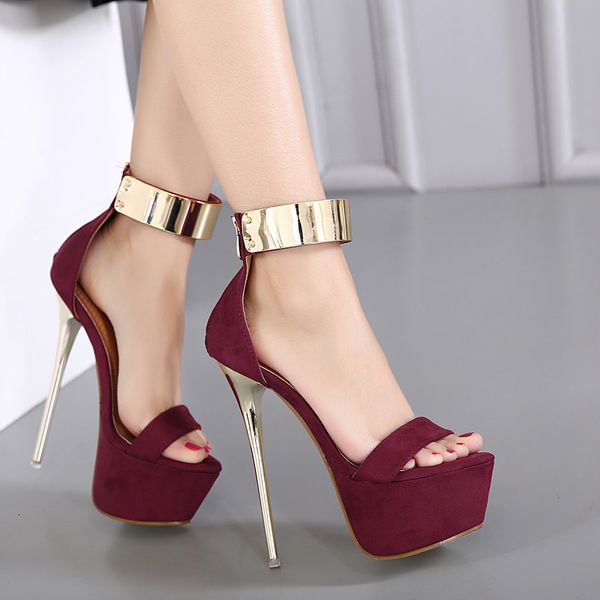 

sandals aneikeh ankle strap heels platform party shoes for women wedding pumps 16cm high sequined gladiator black 230411