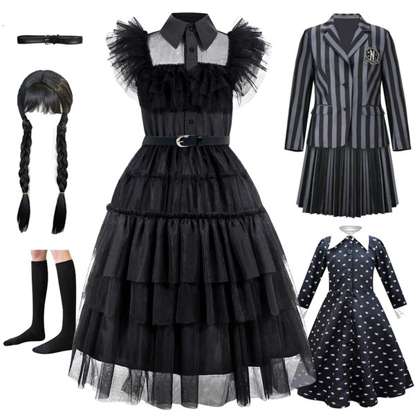 

girls dresses wednesday addams costume dress for birthday party performance dress girl wednesday addamspeach princess girls 230410, Red;yellow