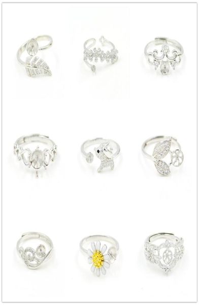 

cr jewelry pearl ring setting zircon solid silver s925 mounting accessories diy gift 9 styles9651166, Slivery;crystal