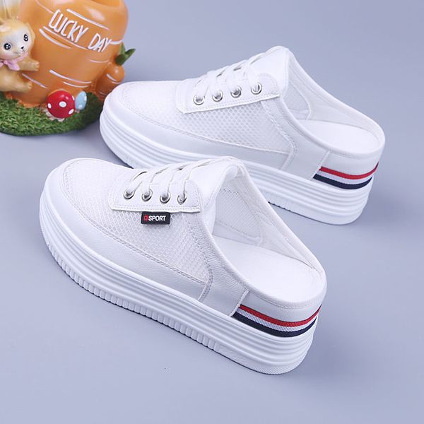 

slippers half women s mesh surface hollowed summer versatile student bones outdoor breathable closed toe casual shoes white 230410, Black