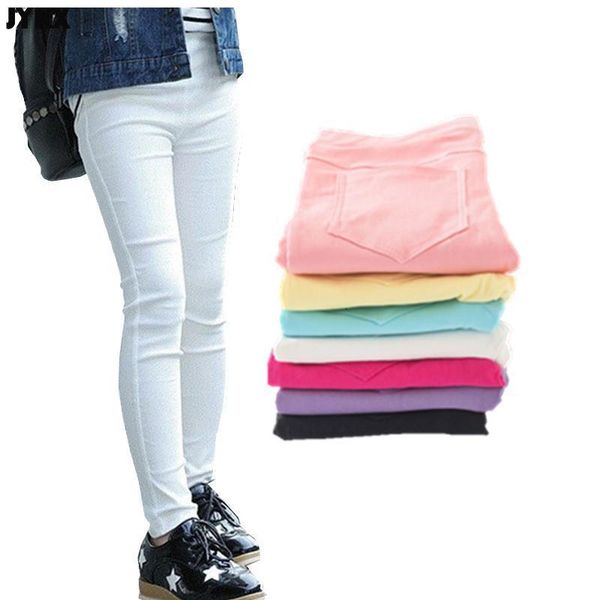 

leggings tights kids girl pants spring autumn candy color elastic pencil trousers child solid for 2 11y children clothing 230411, Blue