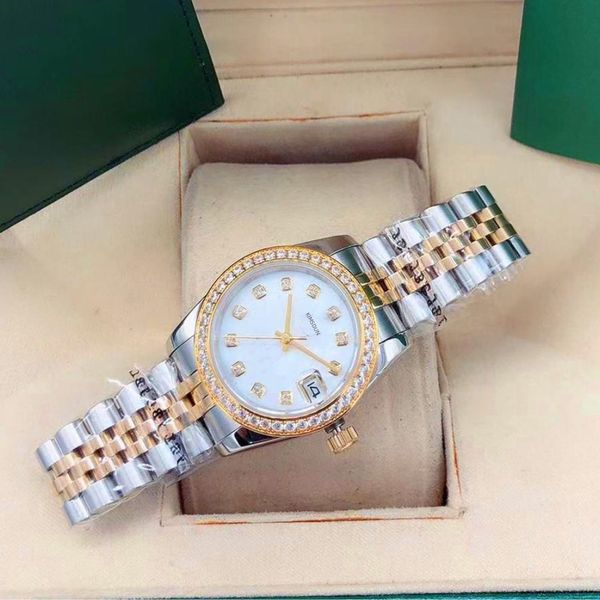 

designer ladies automatic mechanical watch 31mm folding buckle waterproof 316 stainless steel sport watch, Slivery;brown