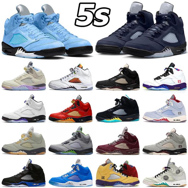 

jumpman 5 5s mens basketball shoes concord off noir unc university blue raging bull bluebird aqua fire red green bean easter sail men traine