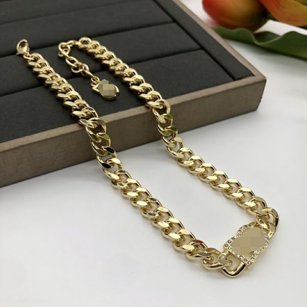 

luxurious designed men cuban thick chain necklaces d letter crystal diamonds pendants women's copper ladies girls wedding bride gift de, Silver