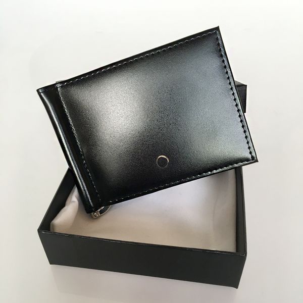 

men luxury designer money clips folding card holders style black leather european trend stylish portfolio comes with box