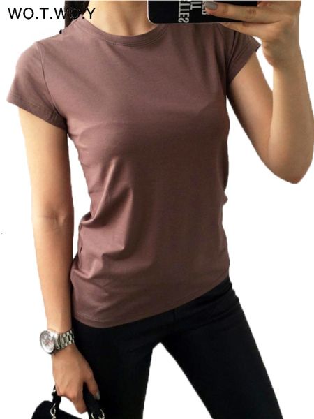 

women's t-shirt 11 color s-3xl plain t shirt women cotton elastic basic t-shirts female casual short sleeve t-shirt women 230411, White