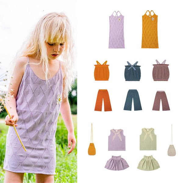 

t shirts summer 2023 kp modal cotton cool knit suspender skirt girls wide leg pants short girl clothes 230411, Blue