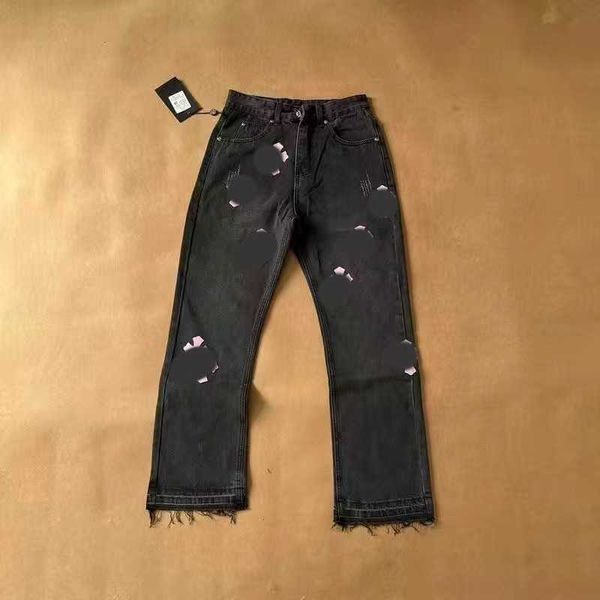 

7jlh men's and women's jeans pant 2023 fashion brand ch washed leather logo straight trousers for men and women couples a476, Blue