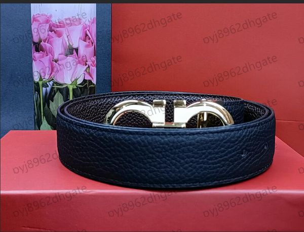 

2023 smooth leather belt luxury belts designer for men big buckle new lychee grain 3.3cm male chastity fashion mens wholesale, Black;brown
