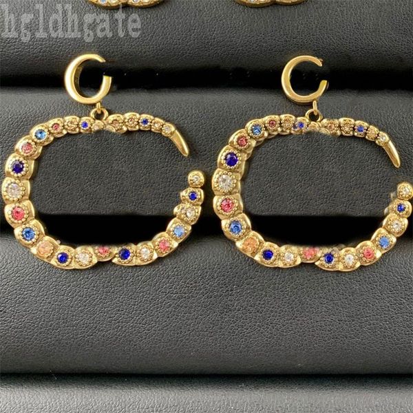 

elegant plated gold earrings designer for women double g alloy street popular accessories ohrringe colour rhinestone jewelry designer earrin, Silver