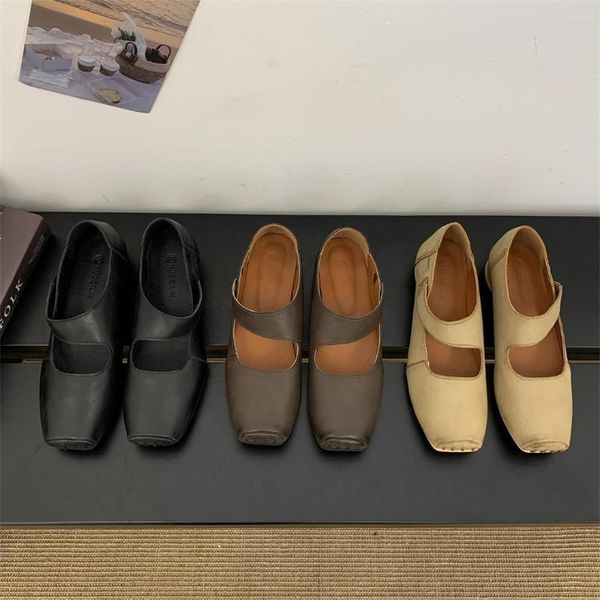 

vintage square head mary jane women's shoes ballet shoes, Black