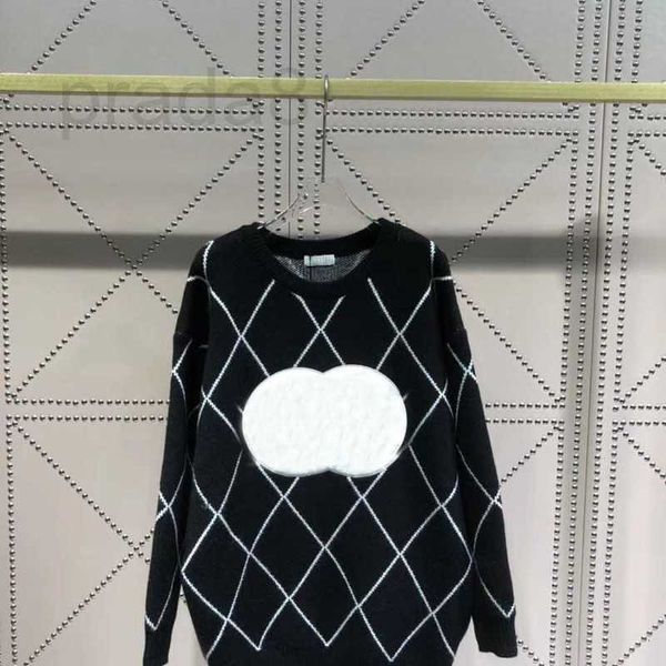 

women's sweaters designer women geometric grid pullover long sleeve sweater embroidery knits classic big letter design apparel winter w, White;black