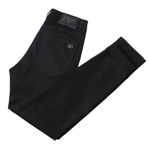 

men's jeans spring summer thin denim slim fit european american high-end brand small straight pants qk8810-2, Blue