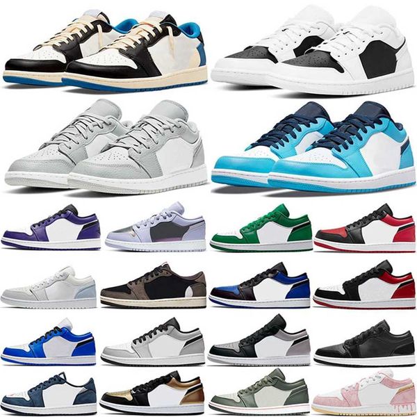 

jumpman 1 men women low basketball shoes og 1s triple white shadow designer university blue unc black bred toe light smoky grey mens'&#