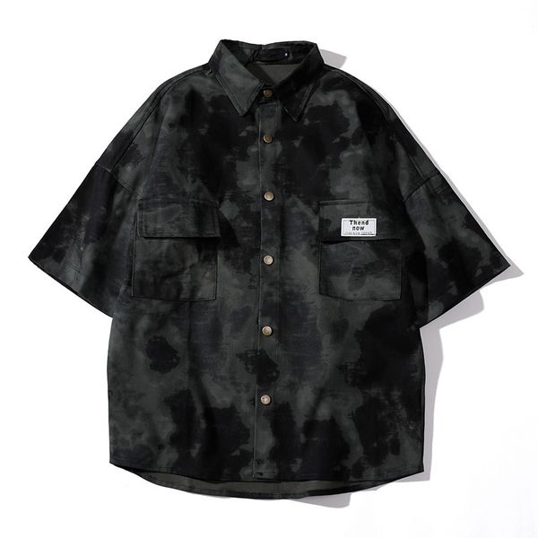 

men's casual shirts oversized heavy cotton camouflage summer original short sleeve shirts casual loose fashion for men 230410, White;black