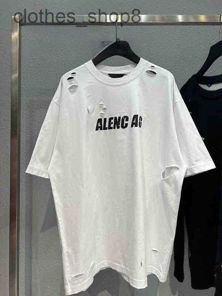 

men sweaters fashion couples summer t shirt balencg high version fashion b family art hole shirts custom weaving and dyeing h-made trend dwm, White;black
