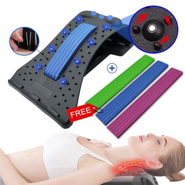 

back massager back stretcher lower lumbar pain with neck massage magnetic therapy acupressure fitness device cervical and spinal pain reliev