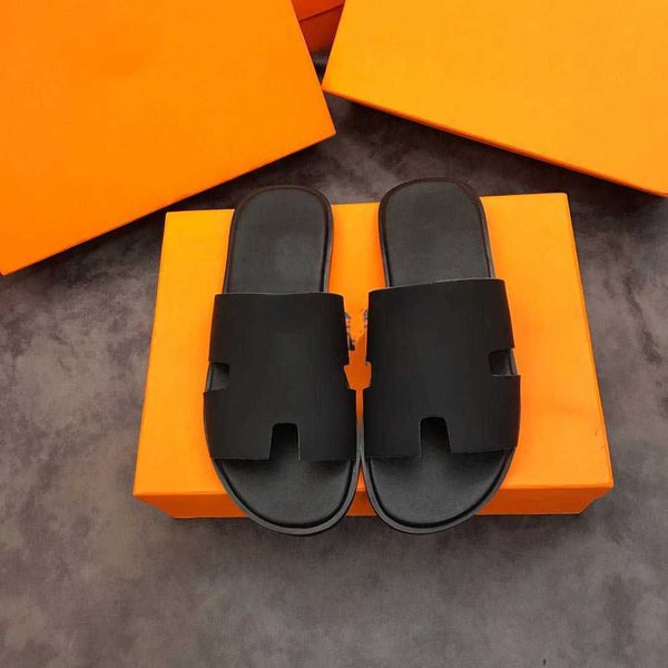 

selling boys fashion paris luxe designer men's slipper oran heritage calfskin sandals izmir flip flop men large, Black