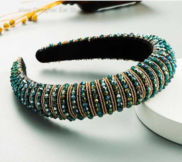 

hair clips & barrettes new women's full crystal rhinestone sponge embellished padded headband girl beaded band jewelled accessories 8 d, Golden;silver