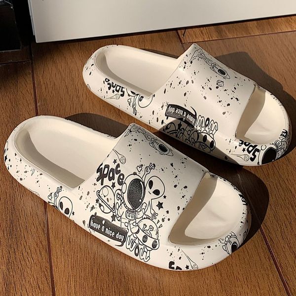 

slippers women slipper cartoon alien pattern outdoor beach non-slip woman slippers couple bathroom sandals summer female shoes 230410, Black