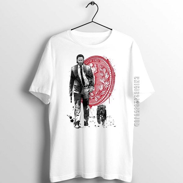 

men s t shirts unix t shirt men guys john wick and dog watercolor printed art artwork homme tees hip hop streetwear 230411, White;black