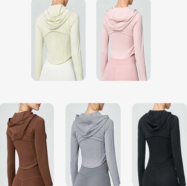

alo yoga clothes long sleeved women cross-border double-layer breathable hooded zippered cardigan outdoor running sports coat