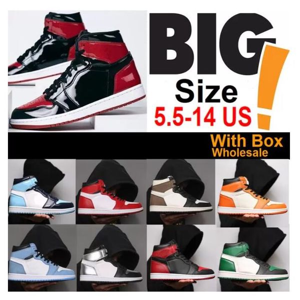 

big size basketball shoes women men large size 36-48 big 1 bred patent 1s white university blue satin black toe obsidian banned dark mocha s