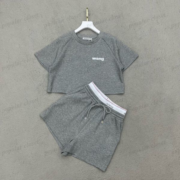 

casual summer women tracksuits designer sports suit clothes pure cotton short sleeve letter tshiort with shorts set sml, Gray