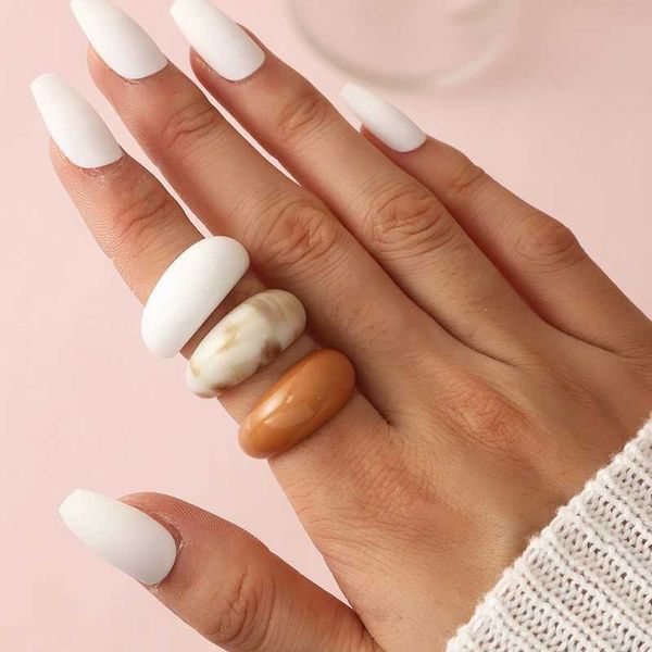 

band rings 3pcs/lot korea rylic resin rings set aestethic fashion jewelry gifts temperament fidget ring for women anillos mujer p230411, Silver