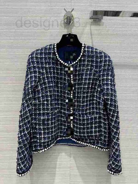 

women's jackets designer new coat 2023 spring style sweet salt round neck drop shoulder curve design soft tweed lefq, Black;brown