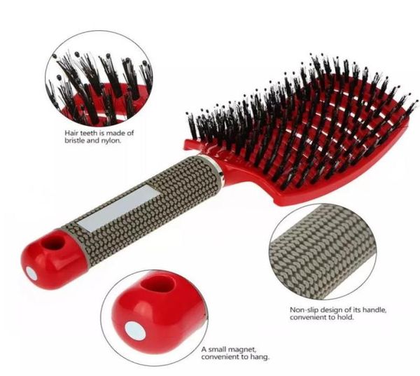 

bristle nylon hair scalp massage brushes women wet curly detangle brush for salon hairdressing styling tools5636554, Silver