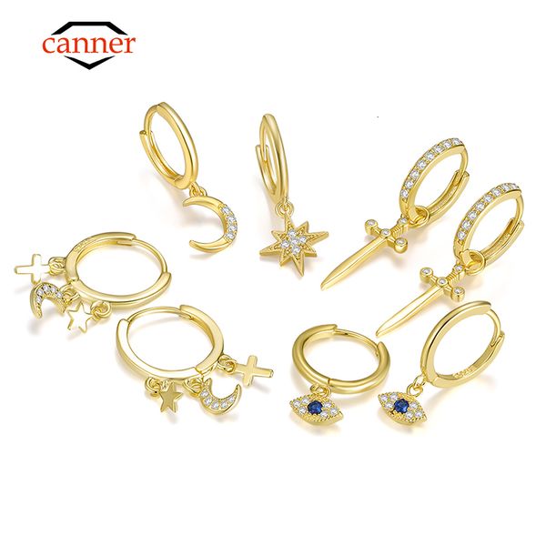 

hoop huggie canner luxury 925 sterling silver ear cartilage piercing hoop earrings for women small huggie earings party jewelry accessory 23, Golden;silver