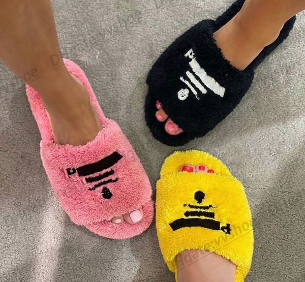 

macaron luxury designer slipper famous women men terry teddy cloth slides comfort embroidered lettering rubber summer fabric fur plush sanda, Black